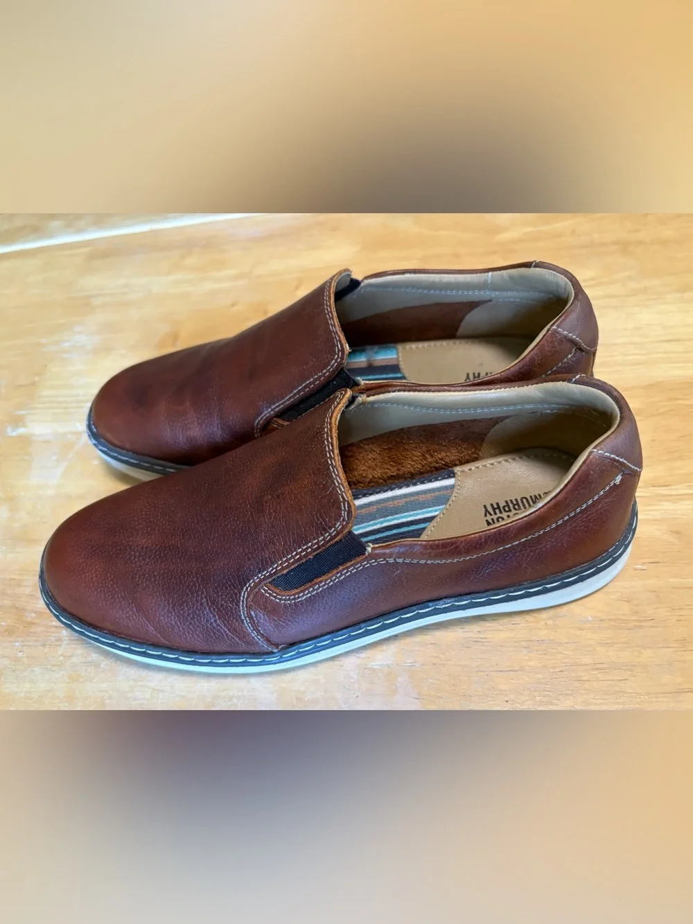 Johnston & Murphy Boy’s Brown Slip-On Leather Loafers